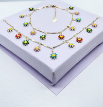 Load image into Gallery viewer, 18k Gold Filled Colorful Enamel Flower Set