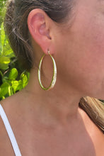 Load image into Gallery viewer, 18k Gold Filled Hoop Earrings: Ocean Wave Texture, 50mm