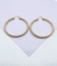 Load image into Gallery viewer, 18k Gold Filled Rough Diamond CutTwisted Gold Hoops