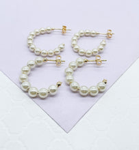 Load image into Gallery viewer, 18k Gold Filled Open Plain Pearl Hoop