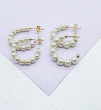 Load image into Gallery viewer, 18k Gold Filled Open Plain Pearl Hoop