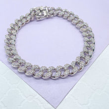 Load image into Gallery viewer, Silver Filled With Rodium Cuban Link CZ Stone Bracelet