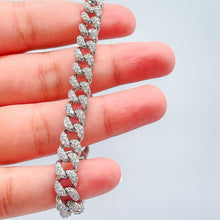 Load image into Gallery viewer, Silver Filled With Rodium Cuban Link CZ Stone Bracelet