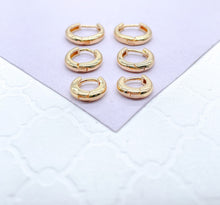 Load image into Gallery viewer, 18k Gold Filled Set of 3 Huggie Hoops, Trio Earrings