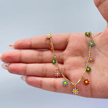 Load image into Gallery viewer, 18k Gold Filled Colorful Flower Charm Anklet