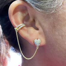 Load image into Gallery viewer, 18k Gold Filled CZ Heart Stud with Cuff
