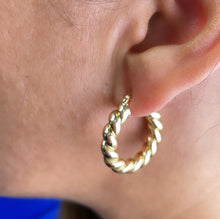 Load image into Gallery viewer, 18k Gold Filled Twisted Croissant Hoop Earrings
