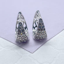 Load image into Gallery viewer, 18k Gold Fulled Tear Drop Shaped Pave Huggies