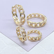 Load image into Gallery viewer, 18k Gold Filled Chain Link Huggie Earring With CZ Stones