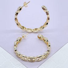 Load image into Gallery viewer, 18k Gold Filled Puffy Mariner Open Hoop Earring