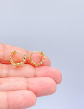 Load image into Gallery viewer, 18k Gold Filled Pave Leaf Huggie Earring