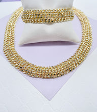 Load image into Gallery viewer, 18k Gold Filled Thick Plain Cuban Link Fancy Set