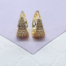 Load image into Gallery viewer, 18k Gold Fulled Tear Drop Shaped Pave Huggies