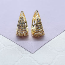 Load image into Gallery viewer, 18k Gold Fulled Tear Drop Shaped Pave Huggies