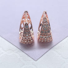 Load image into Gallery viewer, 18k Gold Fulled Tear Drop Shaped Pave Huggies
