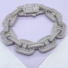 Load image into Gallery viewer, 18k Silver Filled Bracelet Fully Surrounded With Baguette Stone and CZ Stone