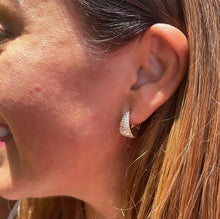 Load image into Gallery viewer, 18k Gold Fulled Tear Drop Shaped Pave Huggies