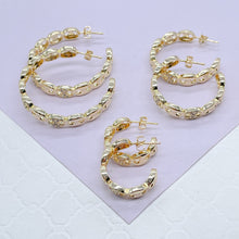 Load image into Gallery viewer, 18k Gold Filled Puffy Mariner Open Hoop Earring