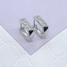 Load image into Gallery viewer, 18k Gold Filled & Silver Filled Small “Love” Square Hoop