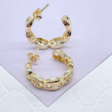 Load image into Gallery viewer, 18k Gold Filled Puffy Mariner Open Hoop Earring