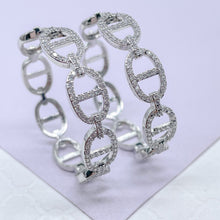 Load image into Gallery viewer, 18k Gold Filled Open Link Mariner Link Earring With Pave Stones