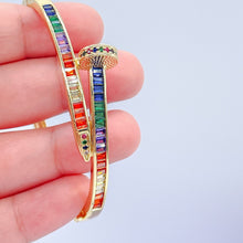 Load image into Gallery viewer, 18k GoldFilled Nail Structure Cuff Bracelet with Colorful Baguette Stones