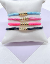 Load image into Gallery viewer, Colorful Braided Adjustable Bracelet With 18k GoldFilled Bead Charms