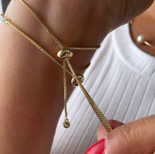Load image into Gallery viewer, 18k Gold Filled Adjustable Tennis Bracelet With CZ Flower Charm In Center