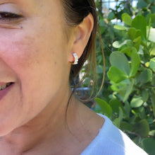 Load image into Gallery viewer, 18k Gold Filled Paired Pearl Beaded Earring With Patterned CZ Stone