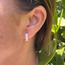 Load image into Gallery viewer, 18k Gold Filled Paired Pearl Beaded Earring With Patterned CZ Stone