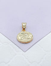 Load image into Gallery viewer, 18k Gold Filled Mini Medallion Charm Pendant With engraved Angel