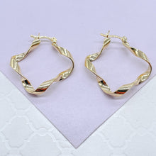 Load image into Gallery viewer, 18k Gold Filled Plain Thin Chunky Twisted Hoops