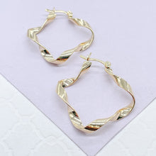Load image into Gallery viewer, 18k Gold Filled Plain Thin Chunky Twisted Hoops