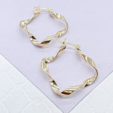 Load image into Gallery viewer, 18k Gold Filled Plain Thin Chunky Twisted Hoops