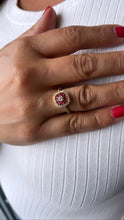 Load image into Gallery viewer, 18k Gold Filled Adjustable Beaded Ring With Colorful Stones With Cz Round Stone in Center