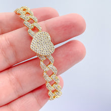 Load image into Gallery viewer, 18k Gold Filled Pave Link Bracelet: Heart & Star Cuff