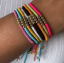Load image into Gallery viewer, Colorful Braided Adjustable Bracelet With 18k GoldFilled Bead Charms