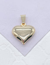 Load image into Gallery viewer, 18k Gold Filled Small Curvy Puffy Heart Pendant, Available in Silver