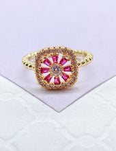 Load image into Gallery viewer, 18k Gold Filled Beaded Ring: Adjustable Colorful CZ Stone