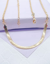 Load image into Gallery viewer, 18k Gold Filled Curb Link Necklace With Herring Bone Center Piece