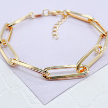 Load image into Gallery viewer, 18k Gold Filled Thin Long Smooth Paper Clip Link Bracelet