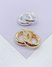 Load image into Gallery viewer, 18k Gold Filled 5mm Plain Thick 25mm Small Hoops
