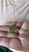 Load image into Gallery viewer, 18k Gold Filled Catcus Plant Pendant With Green CZ and small Magenta CZ Stones