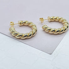 Load image into Gallery viewer, 18k Gold Filled Twisted Gold Hoop Earrings