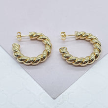 Load image into Gallery viewer, 18k Gold Filled Twisted Gold Hoop Earrings