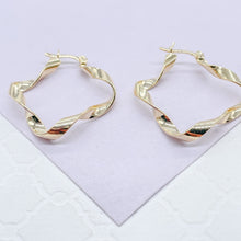 Load image into Gallery viewer, 18k Gold Filled Plain Thin Chunky Twisted Hoops