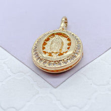 Load image into Gallery viewer, 18k Gold Filled Virgen Guadalupe Locket Pendant With Crowned CZ Stones