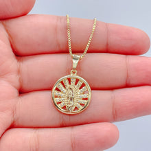 Load image into Gallery viewer, 18k Gold Filled Solid Guadalupe Pendant With CZ see through rows