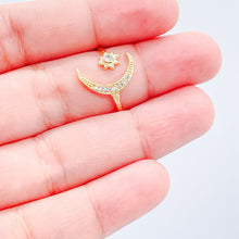 Load image into Gallery viewer, 18k Gold Filled Adjustable Star With Moon Ring