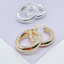 Load image into Gallery viewer, 18k Gold Filled 5mm Plain Thick 25mm Small Hoops